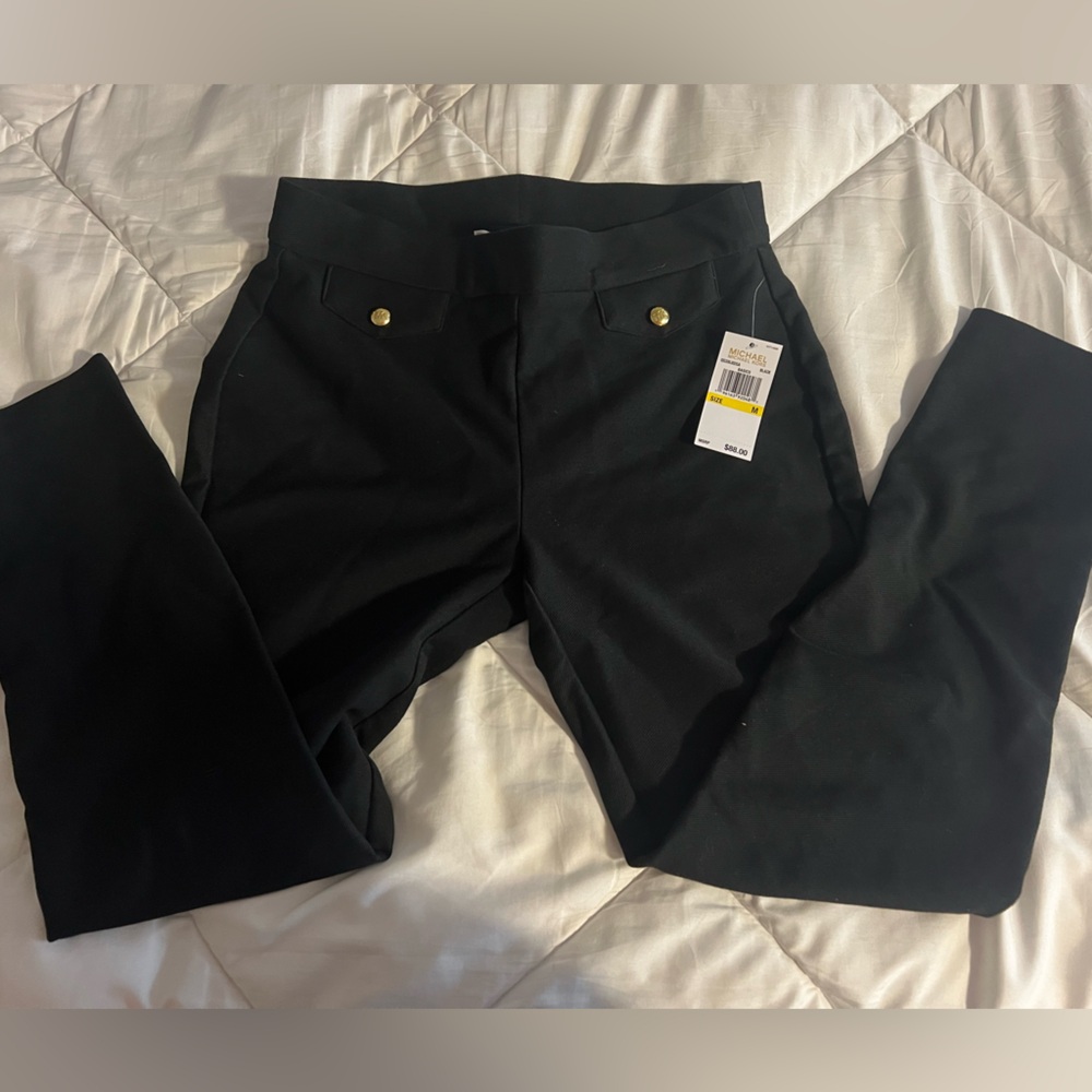 Michael Kors Black Pants with Gold Button Detail